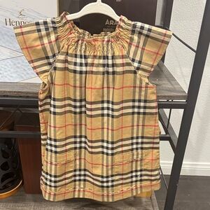 Burberry Beige and Black Plaid Kids Dress